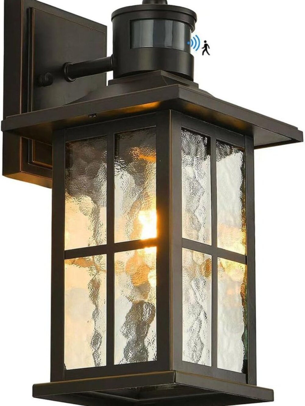 Motion Sensor Outdoor Wall Lantern - Black Dusk to Dawn Porch Light Fixture